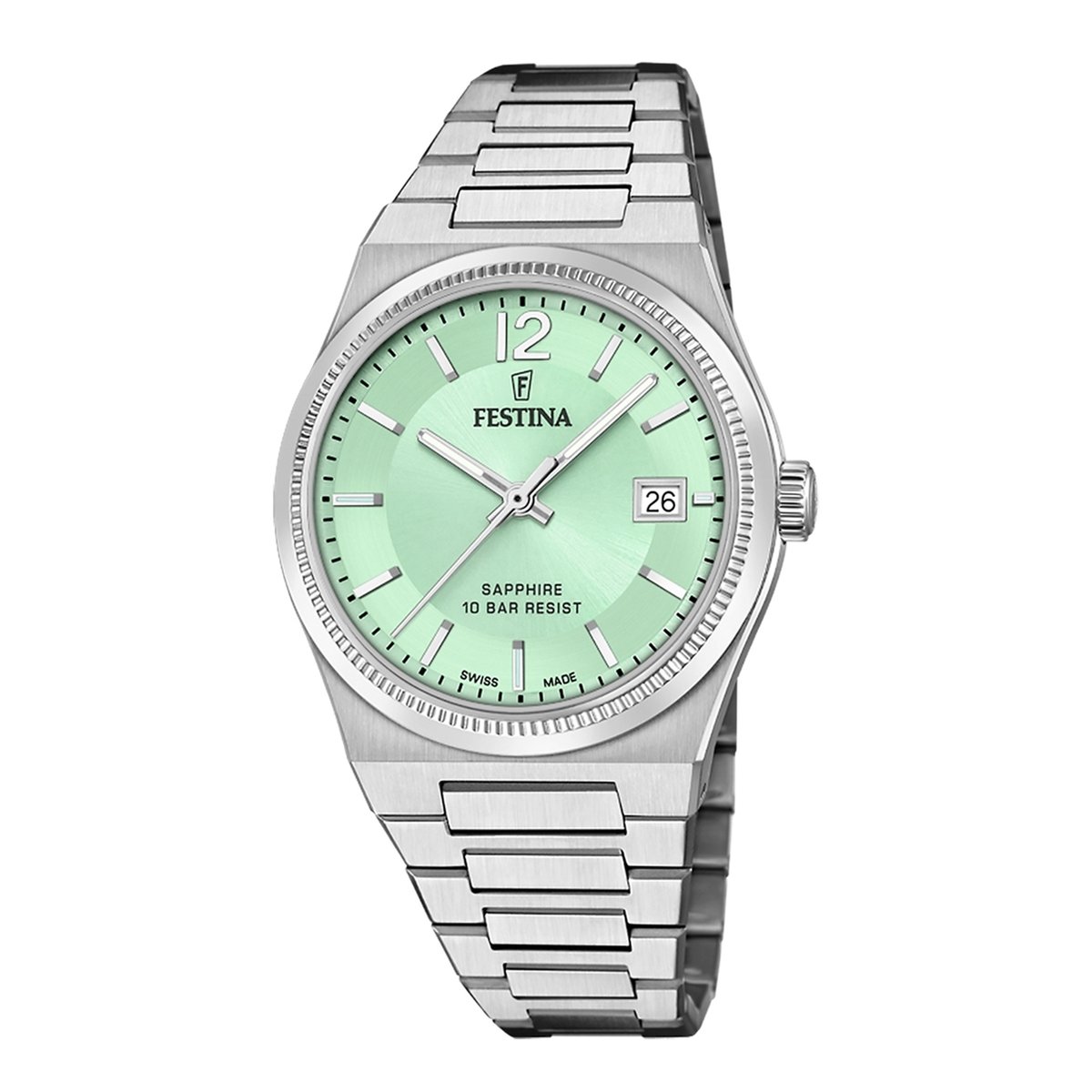 Festina F20035-3 Dames Horloge - Mineraalglas - Roestvrijstaal-Staal - Zilverkleurig - Ø 35 mm - Quartz - Vouw-Vlindersluiting - 10 ATM (zwemmen)