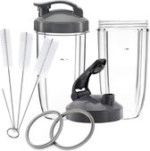 Bol.com Vervangende onderdelen voor NutriBullet 2 x 32oz hoge kopjes 2 flip-top to go deksels 2 pakkingen en reinigingsborstel v... aanbieding