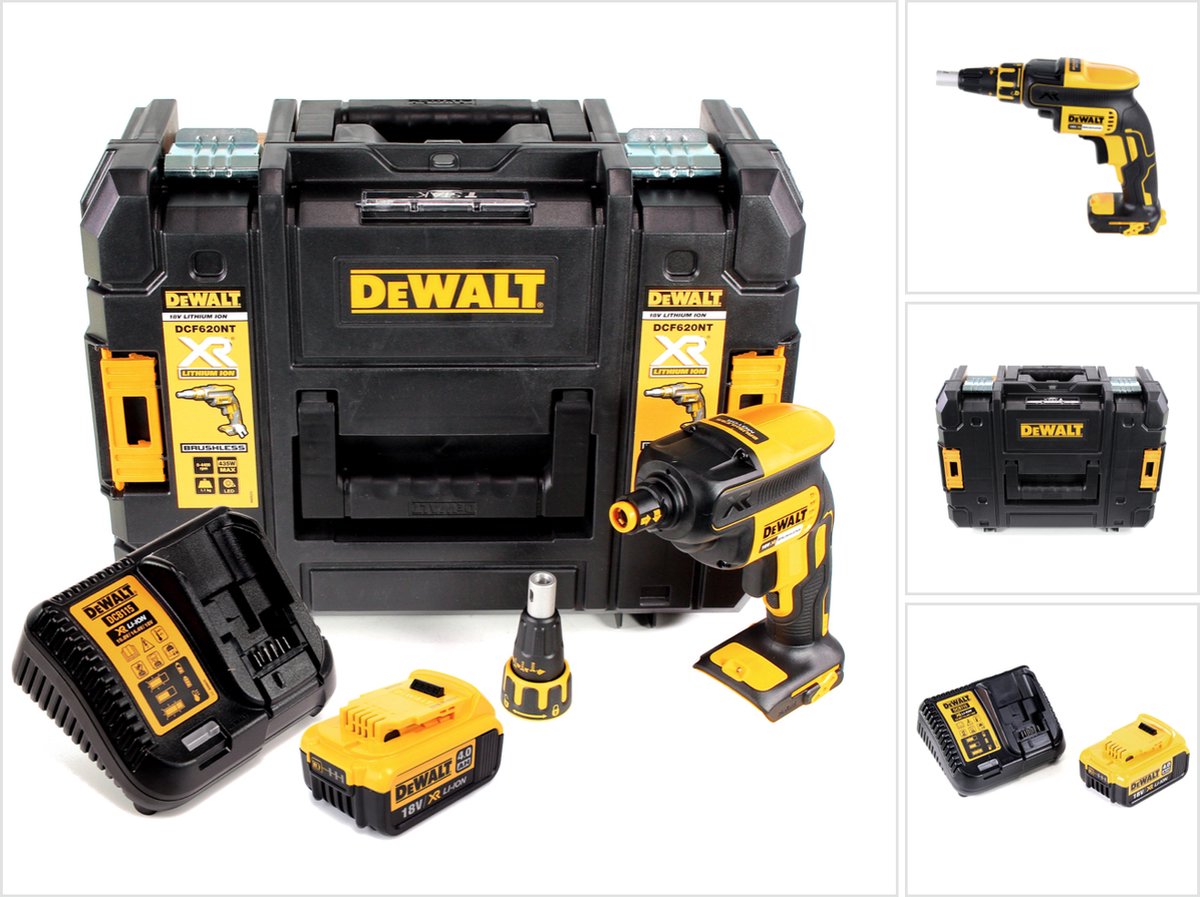 DeWalt DCF 620 M1 accu-droogbouwschroevendraaier 18 V 30 Nm borstelloos + 1x accu 4.0 Ah + lader + TSTAK
