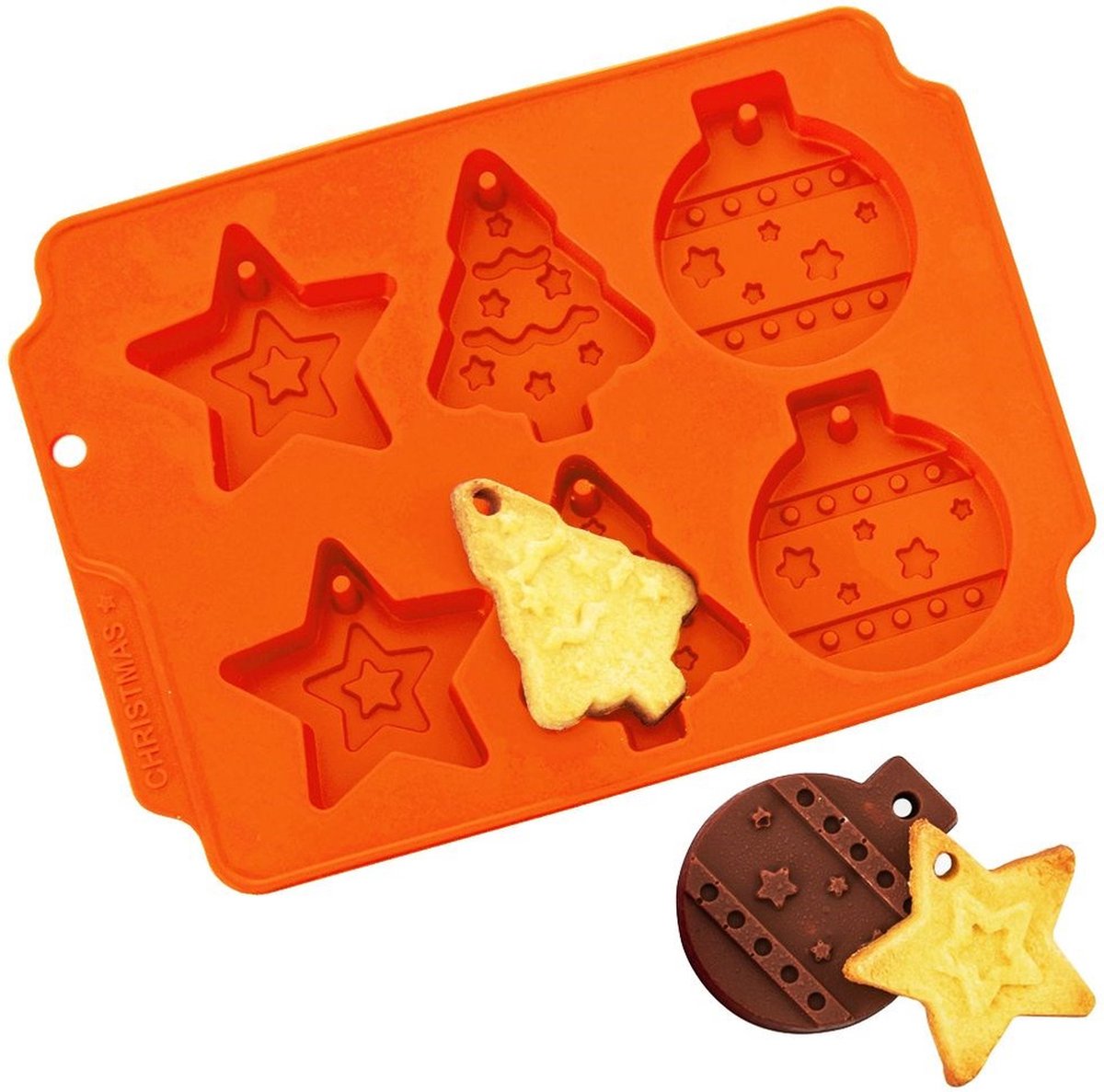 Koekjesvorm Silicone Oranje Kerst SILLINIE - Bakvorm voor Koekjes