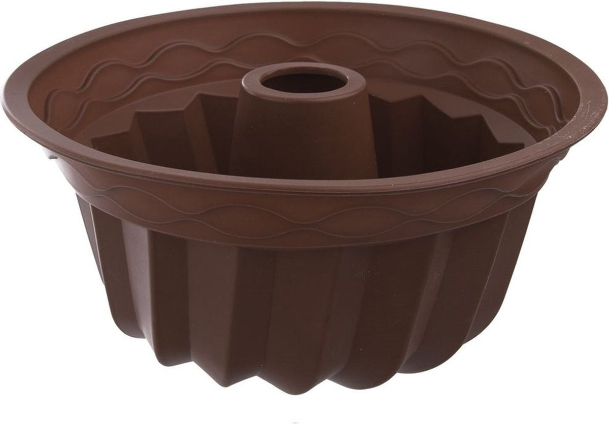 Tulbandvorm Silicone met Schoorsteen Bruin SILLINIE 23,5 cm - Tulband Bakvorm