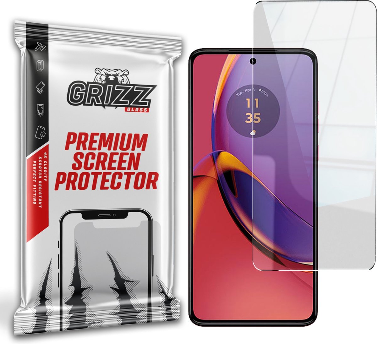 GrizzGlass HybridGlass Screenprotector voor Motorola Moto G54 - Transparant