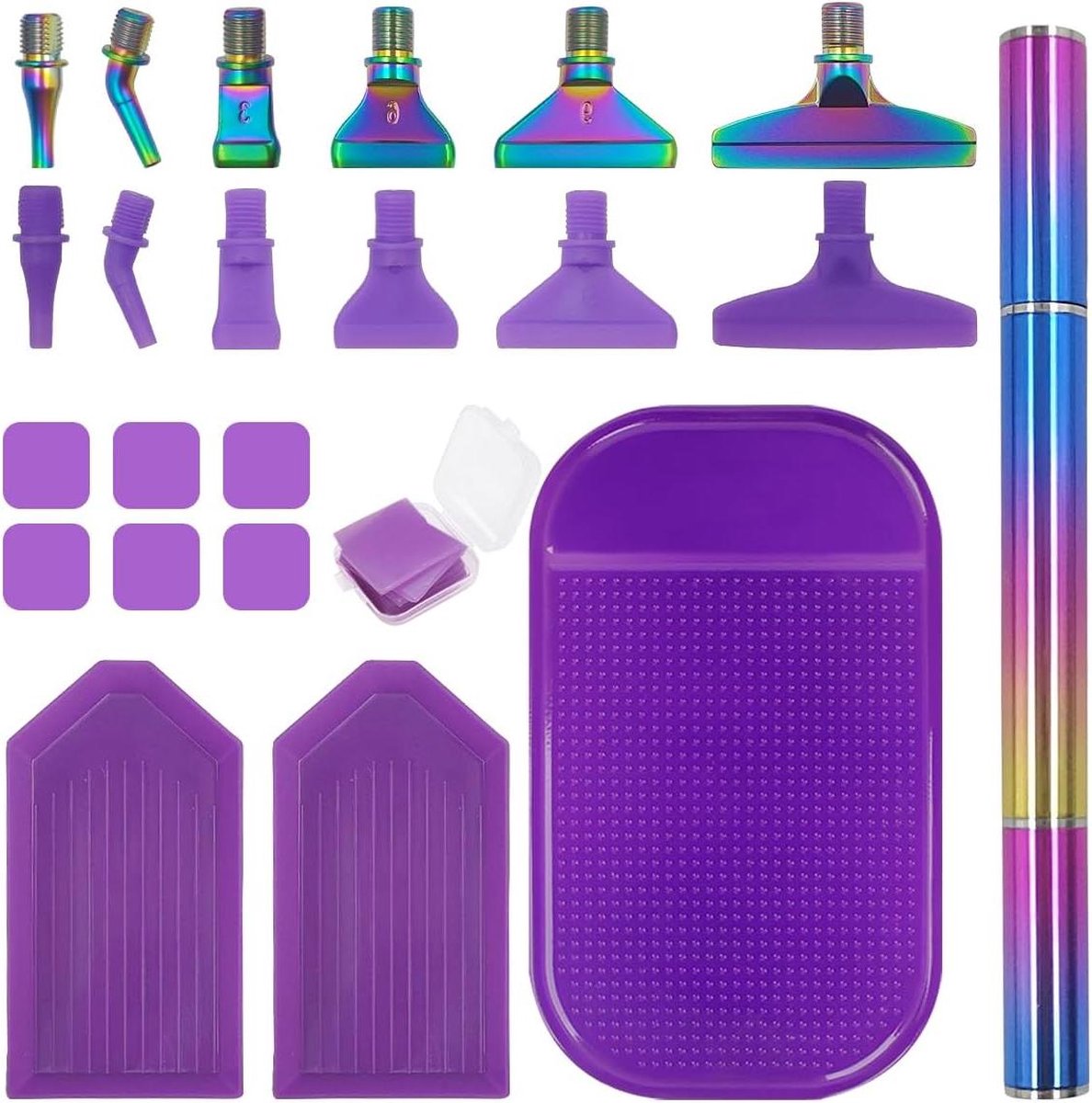 SENHAI 24 stuks nieuwe Diamond Art Pennensets, Kleurrijke Diamant Schilderijen Pennen Paarse Metalen Tips Schroefdraad Tips 5D Diamant Art Accessoires Gereedschap voor DIY Schilderen Ambachten