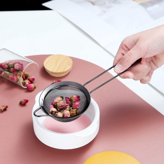 Poederstrooier van roestvrij staal met gaasschudder voor cacao, meel, koffie, met zeef, kruidenopslagbak, kookgereedschap met afneembaar stofdicht deksel voor bakken en koken L
