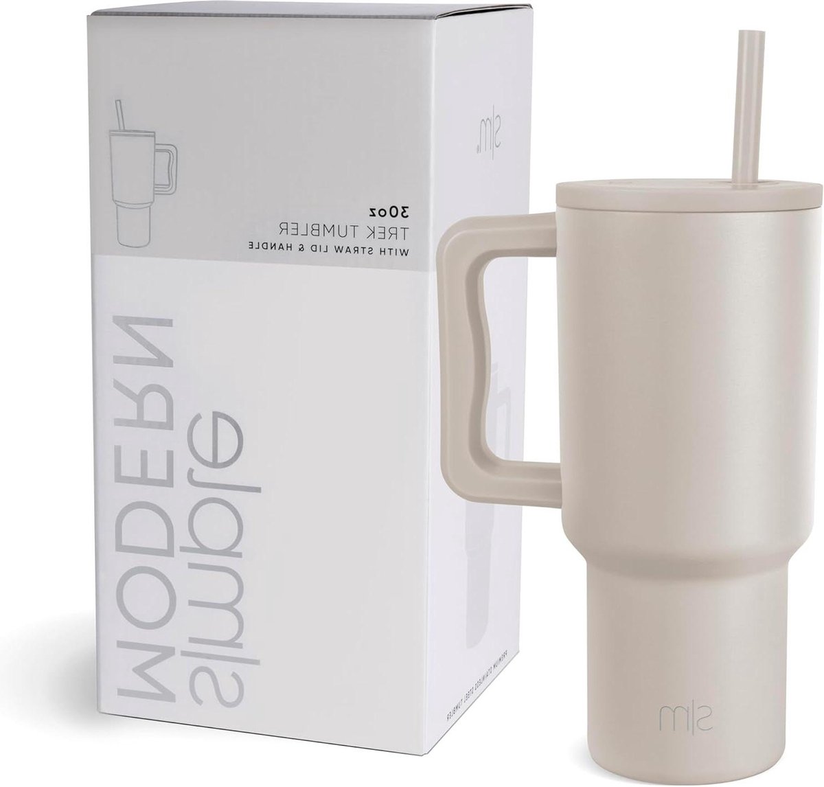30 oz beker met handvat en rietjesdeksel geïsoleerde roestvrijstalen waterfles voor onderweg herbruikbare reismok bekervriendelijk geschenken voor vrouwen mannen Trek Collectie