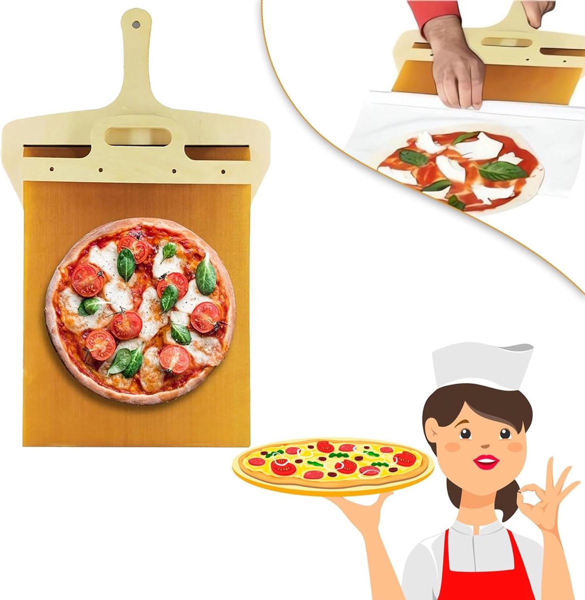 Pizza Peel - Scorrevole Pizza Slider - Non-stick - Vaatwasserbestendig