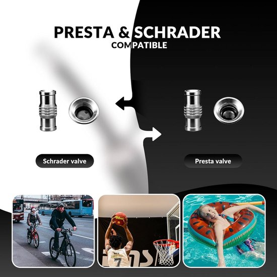 Minipomp handpomp voor Schrader- en Presta-ventielen van aluminiumlegering voor moues racefietsen — afbeelding 3
