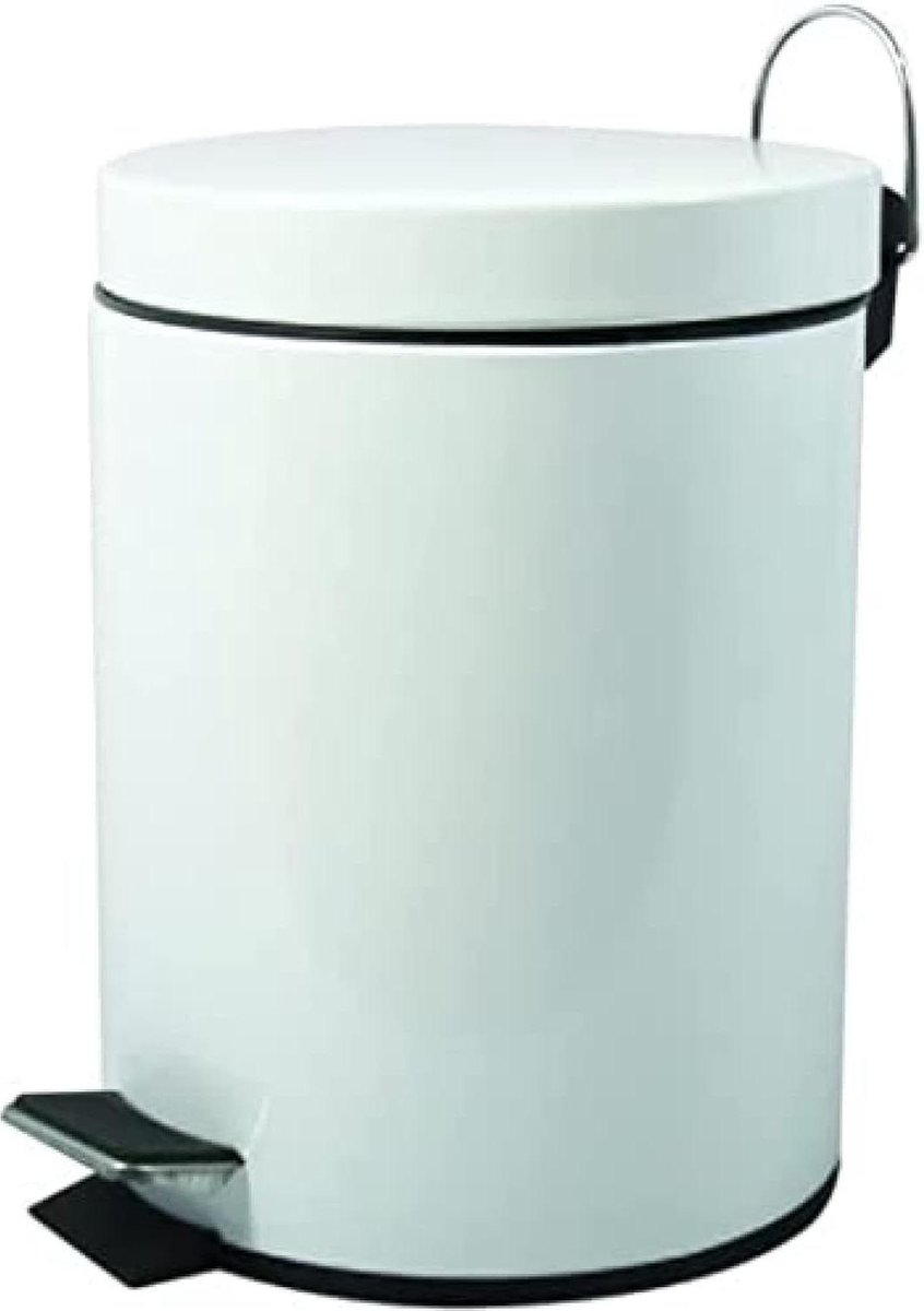Goedkoopste Vuilnisemmer 5 liter roestvrij staal-polypropyleen wit