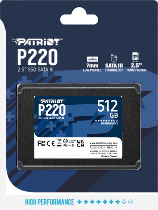 Patriot P220 - Interne SSD - 512GB - 2.5 inch - SATA III - 550MB/s van Merkloos — afbeelding 2