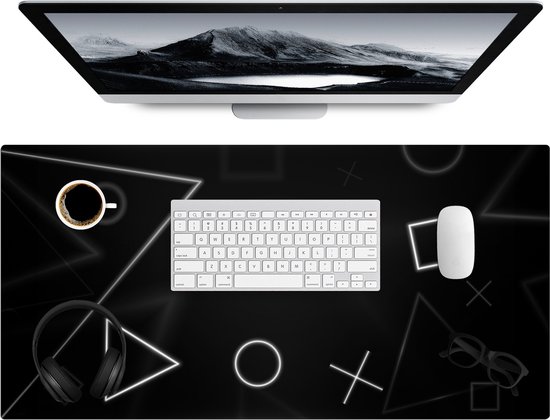 Muismat 80x40 cm - Bureaumat kantoor zwart - Computer en desktop accessoires - Muis en bureau mat onderlegger - Bureaulegger xl - Gaming mousepad xxl - Kantoorartikelen decoratie - Muismatten office desk anti slip