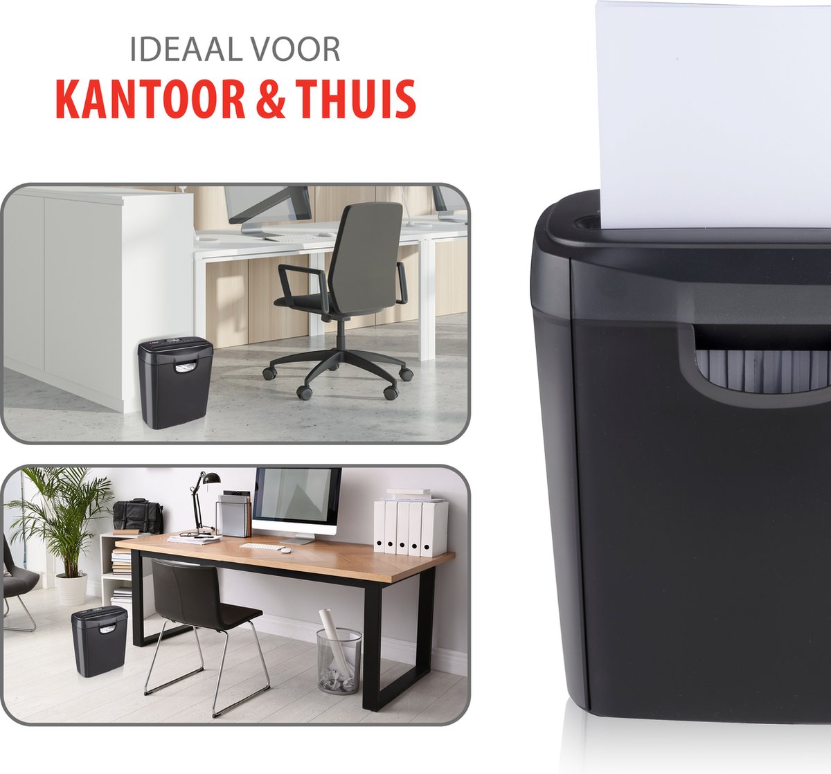 alpina Papierversnipperaar – Papiervernietiger voor Thuis en Kantoor – Shredder Vernietigt Creditcard - Versnipper 6 A4 Vellen in 1 Keer – 10L Bak – 190W Vermogen – Zwart thumbnail 7