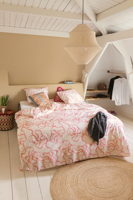 Dindi Home Dekbedovertrek Pink Party - 200x220 - 100% katoen - Off White / Roze van Merkloos — afbeelding 5