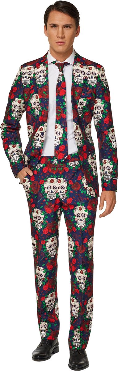 Suitmeister Day of the Dead - Heren Pak - Halloween Kostuum - Carnavalskleding - Gekleurd - Horror - Maat XXL