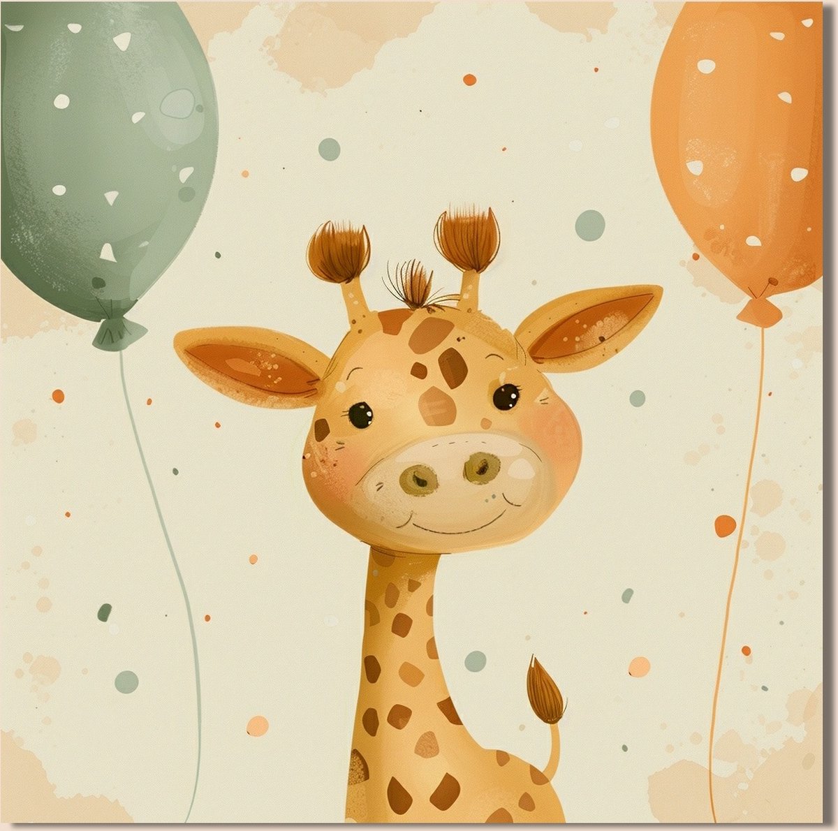 10x Dieren geboortekaartje met giraffe voor Jongen of Meisje | Vierkant M formaat (14.8x14.8 cm) | Wenskaart Geboorte