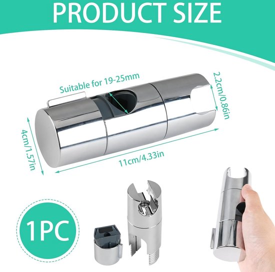 Douchekop Houder Handdouche Houder Beugel Vervanging voor 18-25MM Douche Riser Rail Verstelbare Douche Beugel Gepolijst Chroom Rail Hoofd Slide Bar Klem Handdouche Houder