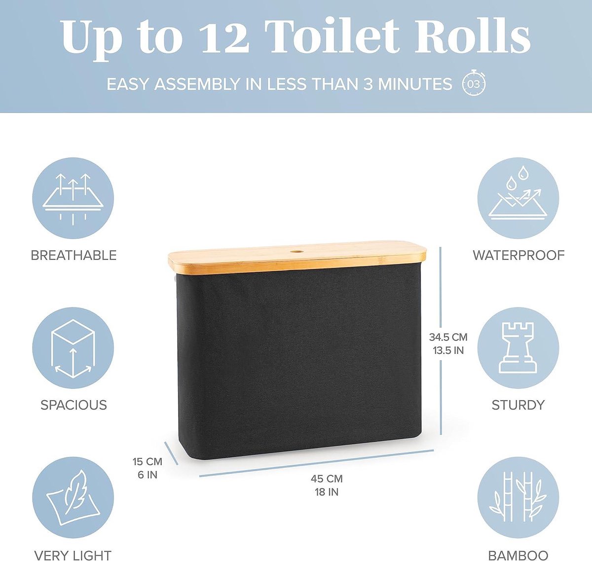Mand met deksel toiletpapier (37x26x30cm) | Badkamer / Toilet | Mand & Stijl Mand met deksel toiletpapier (37x26x30cm) | Badkamer / Toilet | Mand & Stijl