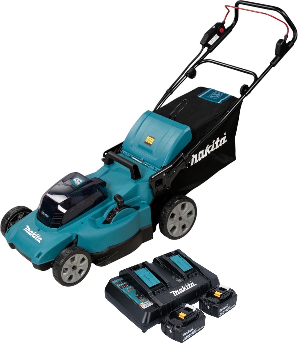 Bol.com Makita DLM480PT2 Accu Grasmaaier 48cm 2x18V 5.0Ah aanbieding