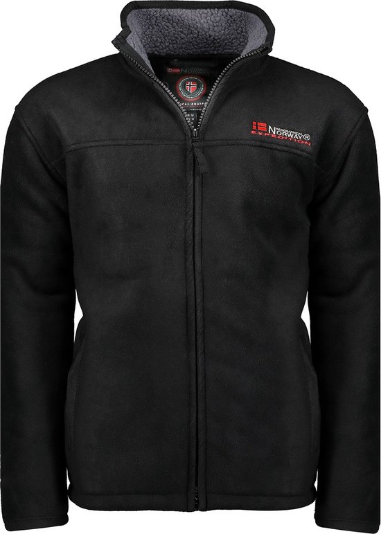 Geographical Norway Upload Heren - Heren Warme Dikke Rits Fleece - Heren Warme Winter Sweatshirt Jas Zacht - Zachte Sweat Lange Mouw Voering, Zwart, XL