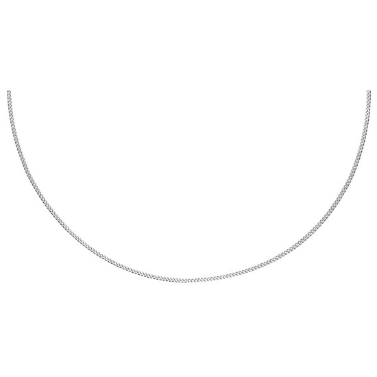 Zilverkleurige schakelketting op een witte achtergrond.