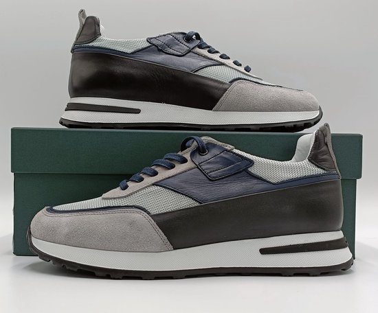 A Brand Footwear Heren Schoenen Heren Sneakers Echt Leer Grijs Blauw Maat 41 bol