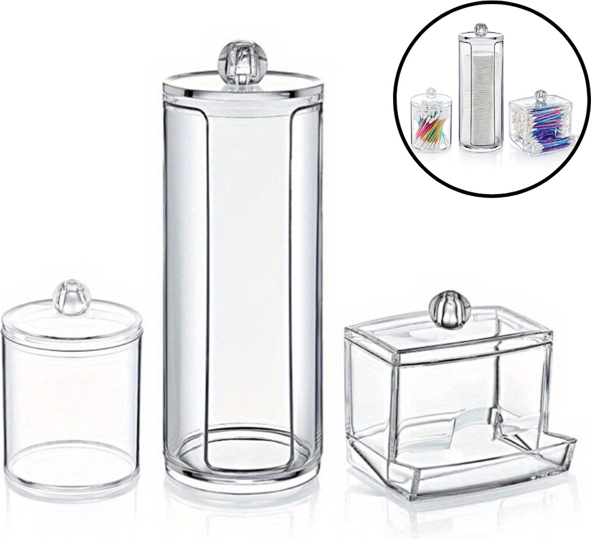 Goedkoopste Nivard Oorstokjes Houder - Wattenschijfjeshouder - Wattenstaafjes Houder - Wattenstaafjes Dispenser - Q Tips - 3 Stuks