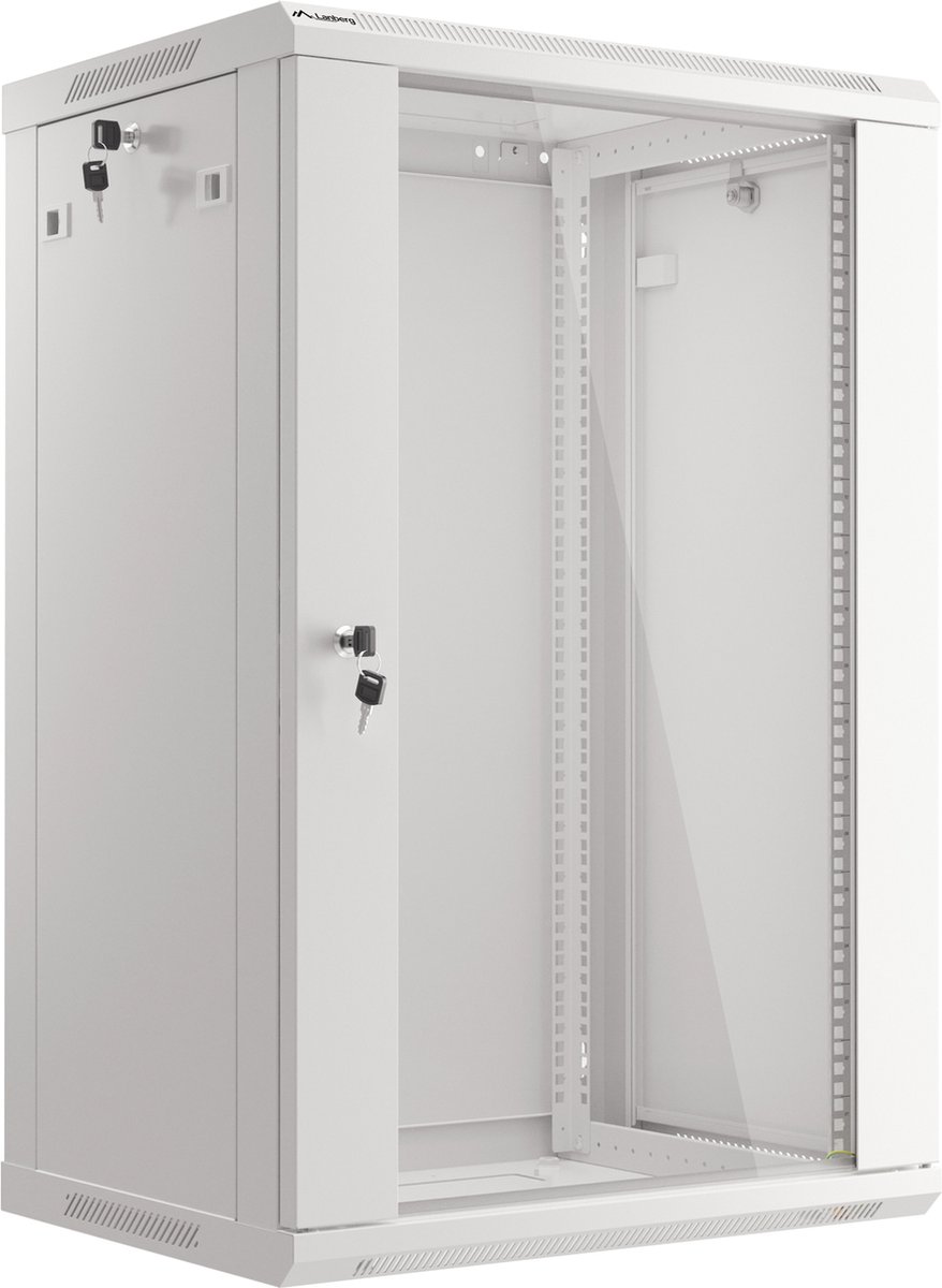 Lanberg - Rackkast 19" wandmontage 18U F450 FlatPack witte kleur RAL7035 Lanberg WF01-6418-10S