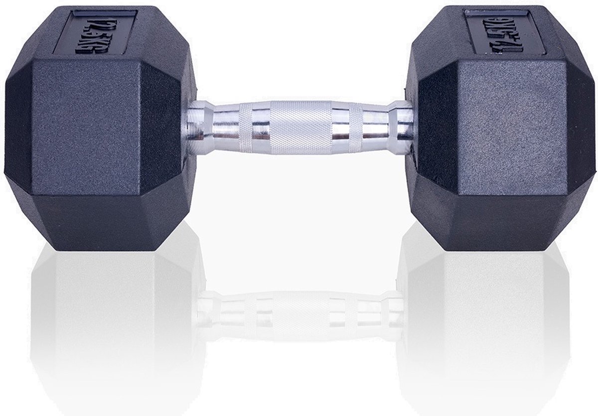 ForzaFit Hexagon Dumbbell 12.5 kg - Zwart - Rubber - Halter Gewicht voor Fitness – foto 7