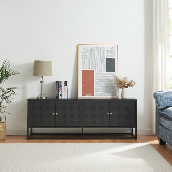 en.casa] TV cabinet Dronninglund 124x37x50cm black