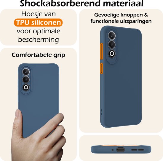 Coque Compatible avec OnePlus Nord CE 4 Coque Siliconen Cover Case - Coque Compatible avec OnePlus Nord CE4 Cover Back Case - 2-PACK - Bleu Foncé