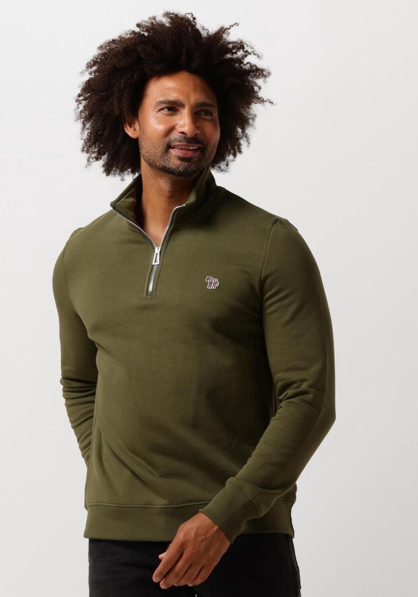 Paul Smith Mens Reg Fit Half Zip Sweat Zebra Truien & Vesten Heren - Sweater - Hoodie - Vest- Groen - Maat XXL