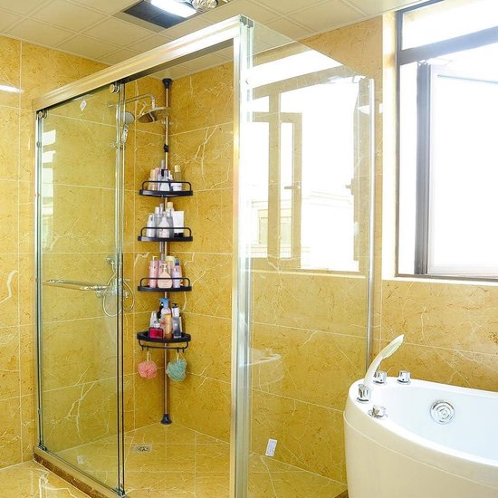 BAOYOUNI Telescopisch Doucheplank Zonder Boren Douche Caddy Badplank