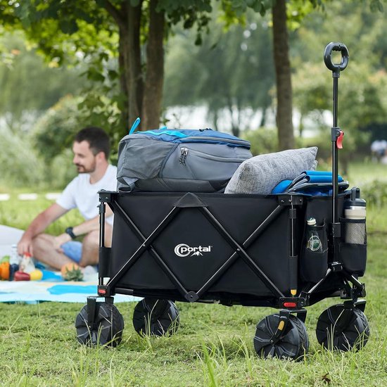 Chariot Pliable, Capacité de 150 L, Supporte Jusqu'à 150 kg, avec Poignée, 4 Roues Amovibles, pour Extérieur, Plage, Camping, Gris Ardoise | Leroy Merlin