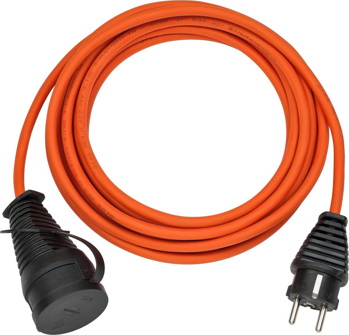 Verlengsnoer 5m kabel oranje - voor kortstondig buitengebruik - IP44 - Made in Germany