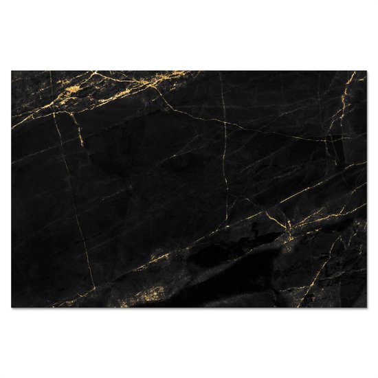 Spatscherm keuken 60x40 cm - Kookplaat achterwand Marmer look - Luxe - Zwart - Goud - Muurbeschermer - Spatwand fornuis - Hoogwaardig aluminium