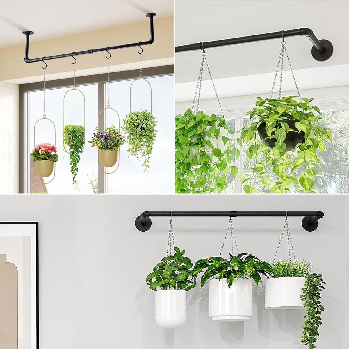 Boraboi ® Stijlvolle Macramé Plantenhangers Voor Binnen En Buiten Met Decoratieve Houten Kralen En Ophanghaken