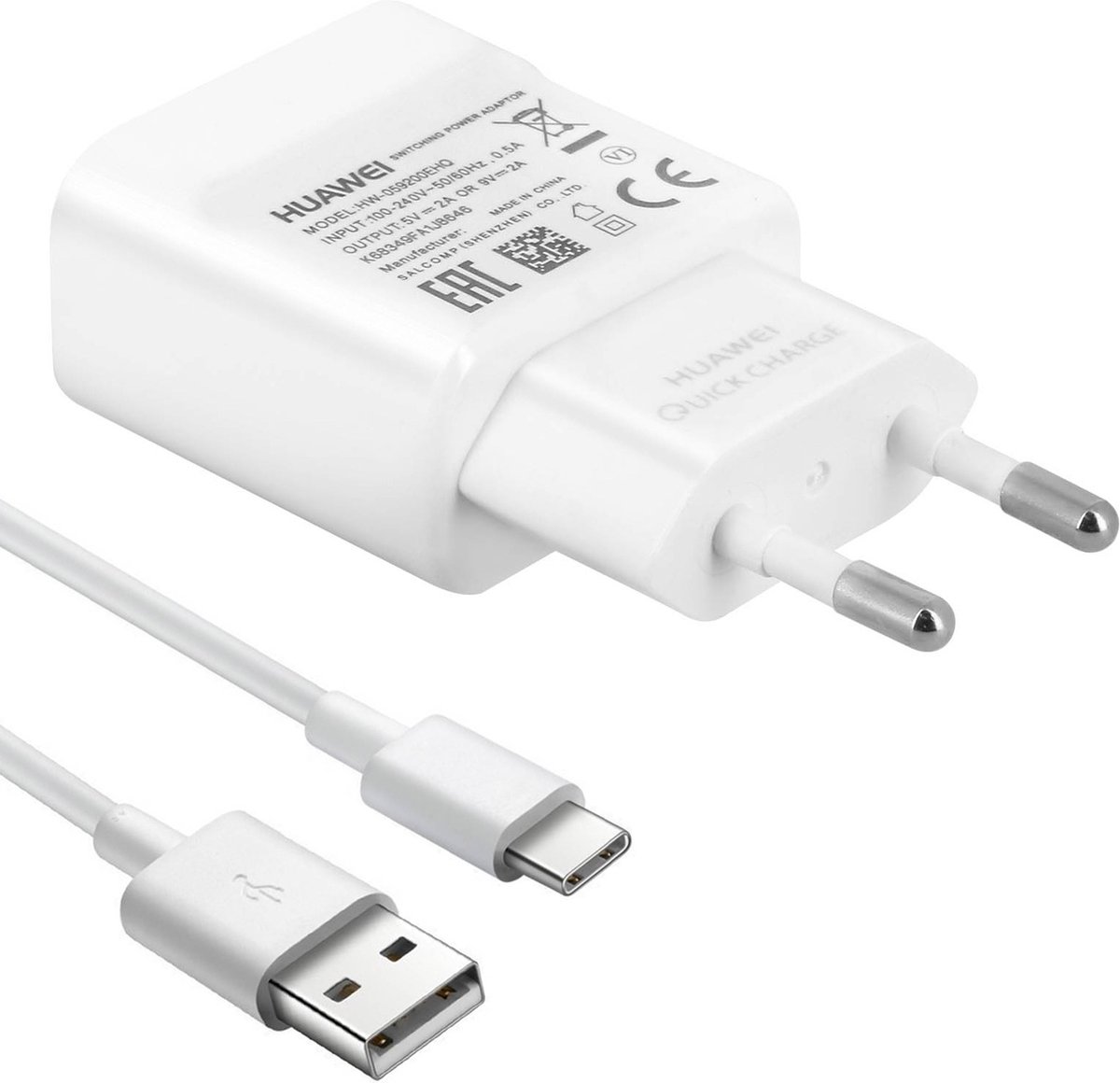 Huawei universele micro USB adapter + 1m Micro USB kabel - Snel laden - Wit