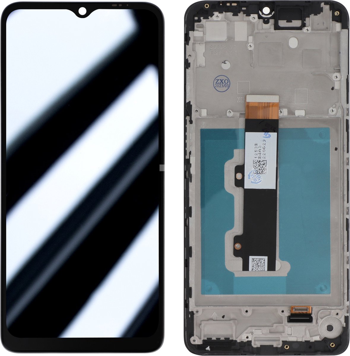 Motorola, Scherm + Kader Geschikt voor Motorola Moto E22 / E22i Volledig scherm blok, Lichtgrijs