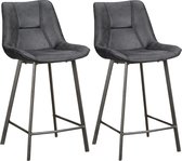 Bol.com Colenis® - Zera Barkruk - Barstoel - Set Van 2 - Antraciet - Microfiber - Microvezel - Industrieel aanbieding