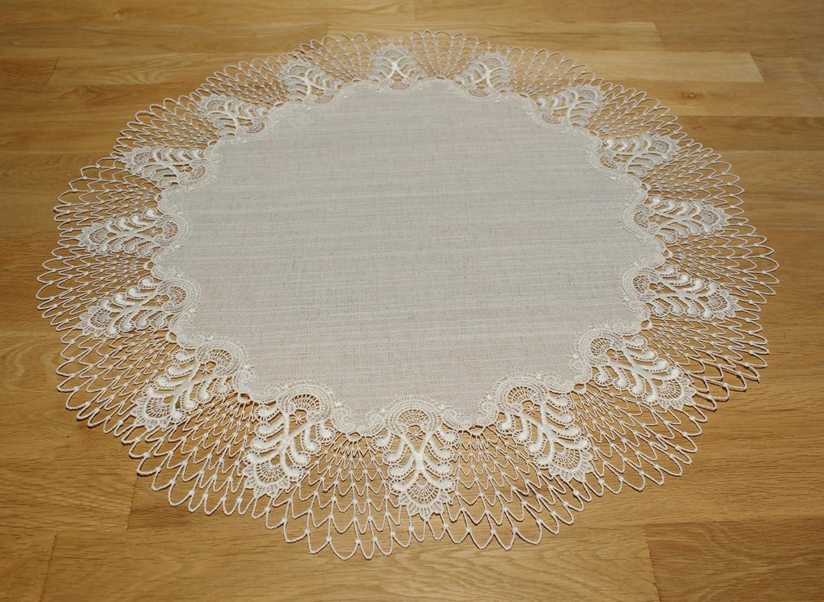 Tafelkleed Oslo L maat 60 cm rond - Plauener Spitze 4048L_14_60