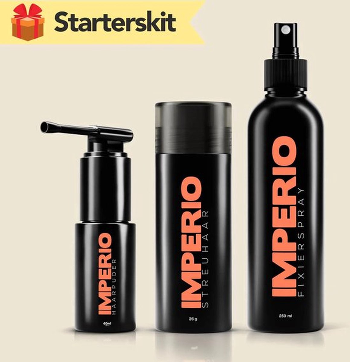 IMPERIO Starterskit Haarvezels - Alles om je kale of dunne plekken te maskeren - Haarvezels + Volumepoeder + Fixeerspray - Kaalheid Mannen - Alopecia Vrouwen - 100% Onzichtbaar - Best Getest - Vegan en 100% Natuurlijk - Lichtblond