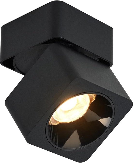 Deboola 4-Zwarte plafondlamp modern design, 350° draaibaar GU10 spots voor woonkamer, slaapkamer, keuken (zonder verlichting