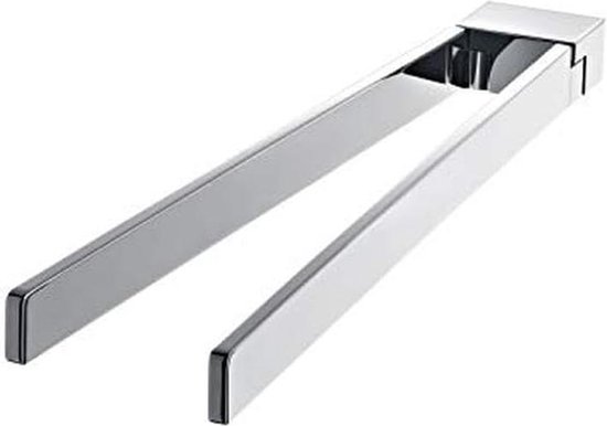 Emco loft Dubbele haak voor wandmontage, onderhoudsvriendelijke hanger van aluminium voor 2 handdoeken, minimalistische handdoekhaak om te schroeven, chroomkleurig