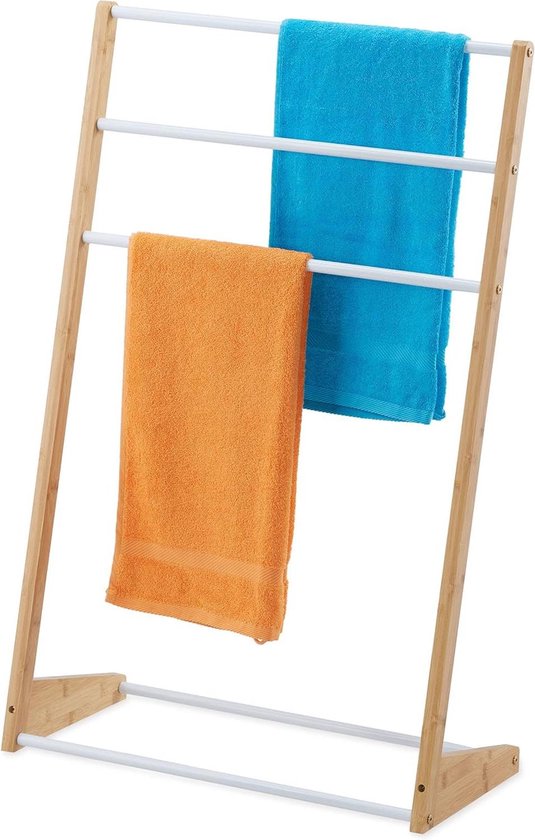IDMarket - Handdoekhouder met 4 niveaus van bamboewol