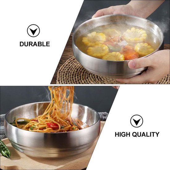 Lot De 4 Bols En Acier Inoxydable 18/8 - 19 Oz (environ 560ml) - Pour Soupe, Céréales, Salade - Neuf