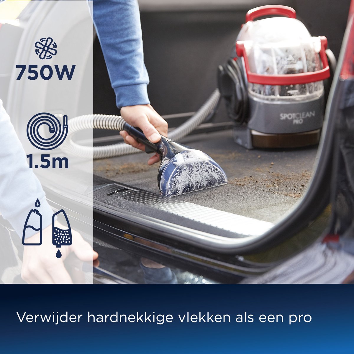 BISSELL SpotClean Pro Draagbare Vlekkenreiniger - Professionele Reiniging met 750W Motor - Tapijtreiniger voor Bank, Auto & Matras - Carpet Cleaner Apparaat - XL Tankcapaciteit - Reinigingsmachine - Zetelreiniger - 1558N thumbnail 5