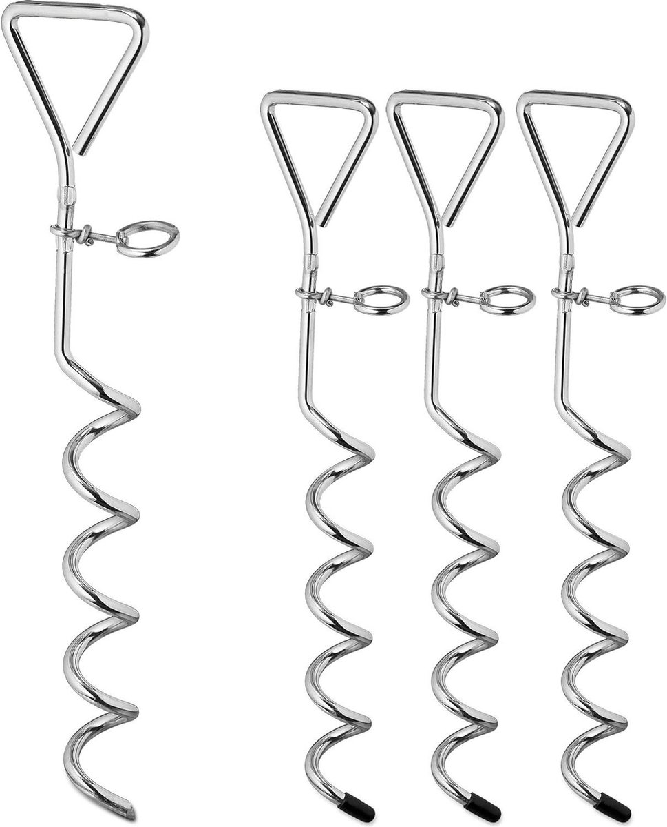 Goedkoopste Grondanker hond met schroefharingen en hondenanker voor zachte - normale bodem - 42 cm lang - zilver Grondanker hond