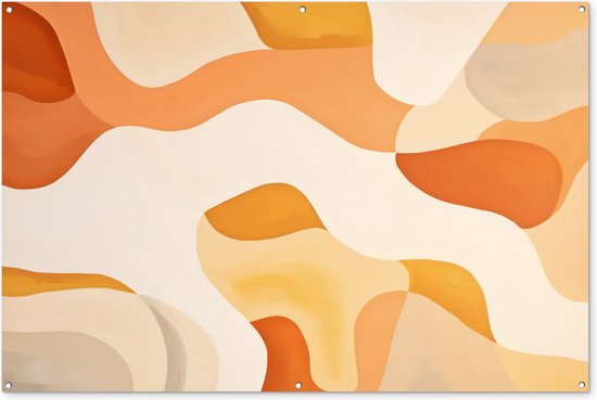 Tuinposter 180x120 cm - Tuindecoratie Oranje - Abstract - Kunst - Poster voor in de tuin - Buiten decoratie - Schutting tuinschilderij - Tuindoek muurdecoratie - Wanddecoratie balkondoek