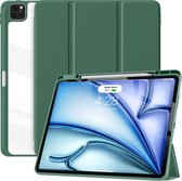 Geschikt voor iPad Air 6 Hoes - Air M3 en Air M2 Hoes - 13 Inch 2025 / 2024 - Solidenz Air 6 Hybrid Bookcase - Case Met Autowake - Hoesje Met Pencil Houder - Groen