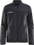 Zwarte Craft sportjas met ronde kraag, ronde schouder- en mouwpanelen met textuur.