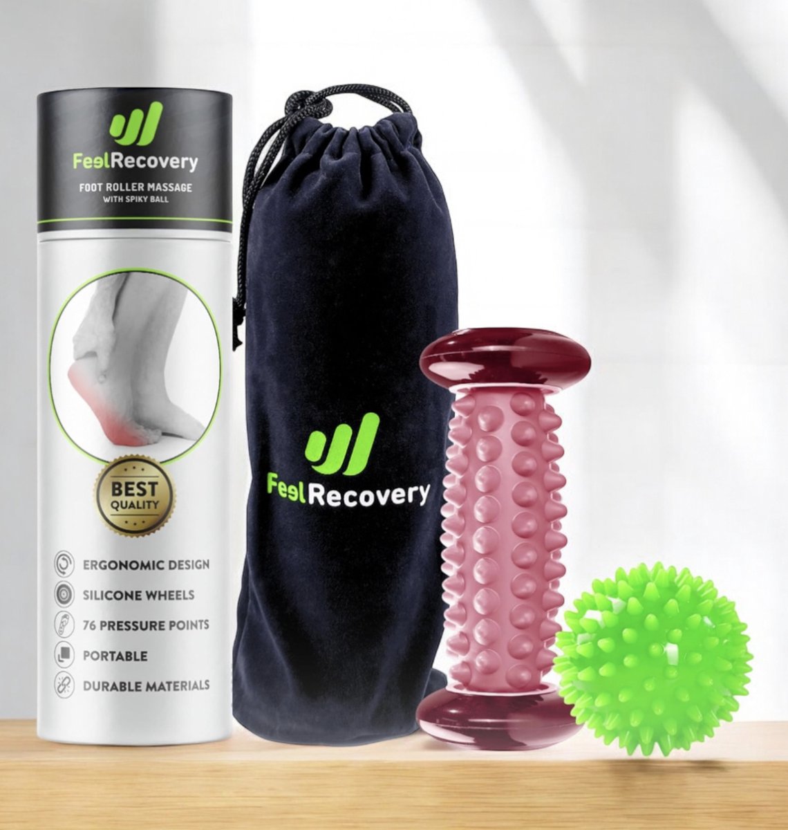 Goedkoopste Set Voetmassage Roller voor Plantaire Fasciitis Egelbal Massagebal voor Triggerpoints - Acupressuur Kit voor Voet, Hiel, Benen, Rug, Cellulitis & Pijnbestrijding (Roze